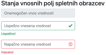 Stanja vnosnih polj spletnih obrazcev