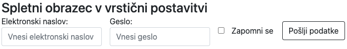 Spletni obrazec v vrstični postavitvi