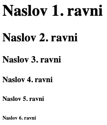 Naslovni elementi od `h1` do `h6`