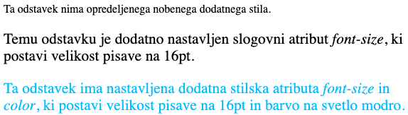 Uporaba neposredno opredeljenih slogov