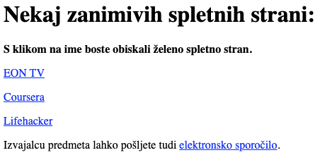 Povezovanje na ostale spletne strani
