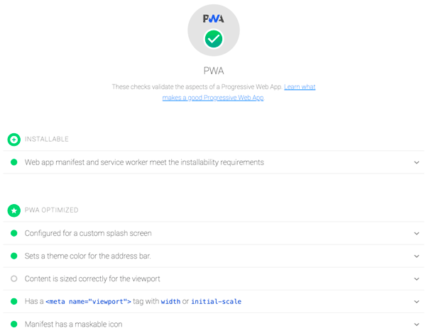 Rezultati končne analize PWA