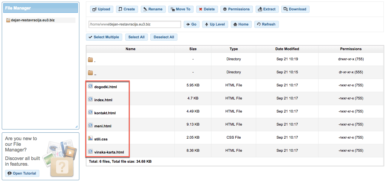 Naložene HTML datoteke