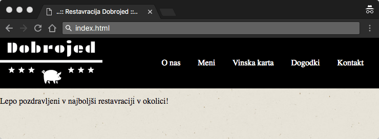 Dopolnjena postavitev elementov glave