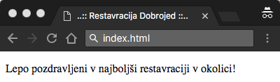 Izgled preproste HTML strani v spletnem brskalniku