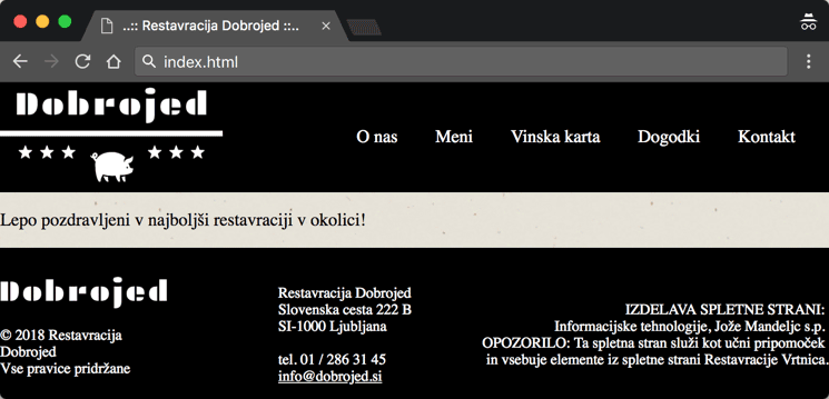Zaključena postavitev elementov v nogi