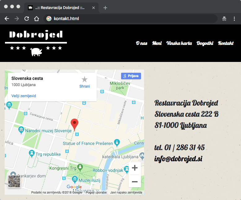 Interaktivni zemljevid Google Maps